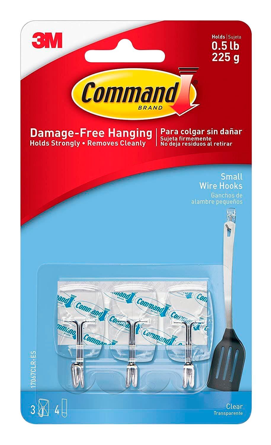 Command Wire Hook with 4 Adhesive Strips Clear